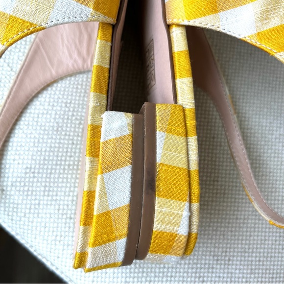 J. Crew sling back flats in yellow and ivory silk Gingham (size 9 1/2) - Picture 9 of 11